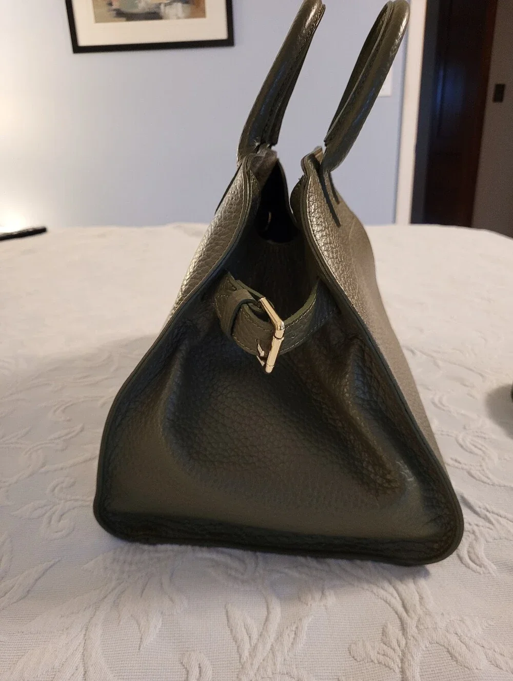 Divina Firenze  Olive Green Leather Satchel